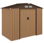 Abri de jardin - outsunny - avec fondation - cabanon porte verrouillable - 213 x 130 x 185 cm - tle ...