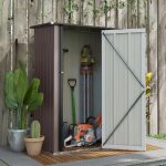 Abri de jardin remise 12 m� en t�le dacier avec porte verrouillable marron