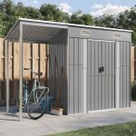 Abri de jardin avec toit prolong� - stockage rangement ext�rieur gris clair 277x1105x181 cm