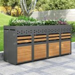 Abri de poubellecoffre de rangement extrieur4 conteneurs 120 - 240l anthracite et bois cache poubelle ...