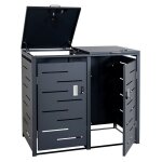 Abri pour 2 poubelles jusqu a 120 l ? structure en acier anthracite 103x115x63 cm 04 0008224