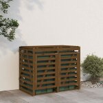 Abri pour poubelle double - akozon - marron miel - bois de pin massif - sur roulettes - 162x915x1285 ...