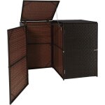 Abri de poubelles - non spcifi - 2 bacs - couvercle poly rotin - 120 litres - marron