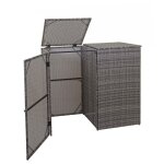 Abri de poubelles - non spcifi - 2 bacs - couvercle en poly rotin gris - 120 litres - montage facile ...