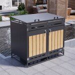 Abri � poubelles - generique - 2 bacs - couvercle hydraulique - m�tal anti - rouille - ventil� et verrouillabl ...