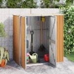 Abri de rangement ext�rieur bdm - abri � outils de jardin marron 161x89x161 cm - acier galvanis� deco ...