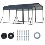 Abri de rangement pour voiture extrieur 44 x 3m costway - mtallique - toit rigide - base renforce4 ...