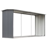 Abri de stockage de bois / porte - b�ches vidaxl acier galvanis� 330x92x153 cm gris a22