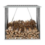 Abri de stockage de bois - vidaxl - acier galvanis� - 163x83x154 cm - gris - capacit� 2 m� - cadre de ...