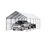Abri de voiture en mtal robuste - vevor - 4 x 8 m - abri de garage extrieur avec cadre et toit en acier ...