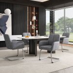 Abrihome chaise de salle  manger lot de 4 de cuisine tissu en cuir avec pieds mtal pour salon gris