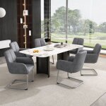 Abrihome chaise de salle  manger lot de 6 de cuisine tissu en cuir avec pieds mtal pour salon gris
