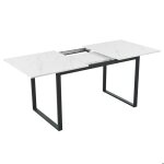 Abrihome table � manger extensible en marbre blanc avec pieds en m�tal tube carr� - 140 / 180 x 80 x ...