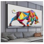 Abstrait color taureau peinture sur toile grande nature forte animal peinture moderne mur art salon ...