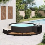 Accesoire piscine / spas - magnifique cadre de spa noir rsine tresse et bois dacacia 51282