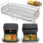 Accessoires air fryer - woopso - grille 2 - en - 1 - inox durable - compatible ninja foodi & cosori