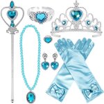 Accessoires costume elsa - la reine des neiges - diad�me - baguette - gants - boucles doreilles