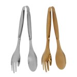 Accessoires de cuisine - lot de 2 pinces en acier inoxydable - couleur or et argent - 20 x 45 cm