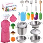 Accessoire cuisine enfant chef jeu de r�le ustensiles de cuisine jouet avec acier inoxydable casseroles ...