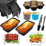 Accessoires de friteuse  air set - marsee - 9pcs - avec grille en acier inoxydable - pour ninja food ...