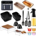 Accessoires moulinex dual easy fry xxl 11l - kit 15 pices inclus moule silicone grill spray huile muffins ...