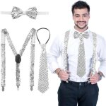 Accessoire paillette homme3 pices ensemble de paillettes cravate noeud papillon paillette bretelle pour ...