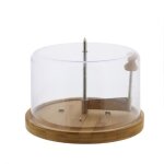 Fraiseur  fromage en bambou et cloche en plastique - marron - d 22 cm