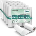 Acropaq 50 rouleaux de caisse 57x30x8mm - thermique 114 m - terminaux de paiement - 50 bobines tpe - ...