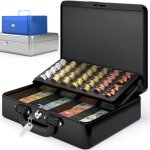 Acropaq caisse monnaie professionnelle 30x25x9cm - coffret monnaie acier - monnayeur 2 cls compartiments ...
