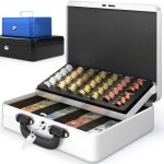 Acropaq caisse monnaie professionnelle 30x25x9cm - coffret monnaie acier - monnayeur 2 cls compartiments ...