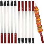 Adana kebab lot de 10 brochettes plates en acier inoxydable avec poign�es en bois 60 cm s accessoires ...