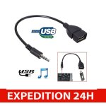 Adaptateur audio - udisk - c�ble jack 3. 5 mm � usb femelle - 20 cm - lecture musique usb - autoradio ...