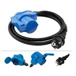 Adaptateur câble fiche schuko mâle vers prise cee femelle + prise schuko femelle 230v 16a ip44 câble ... Adaptateur câble fiche schuko mâle vers prise cee femelle + prise schuko femelle 230v 16a ip44 câble ...