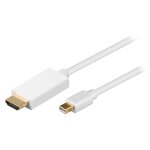 Adaptateur c�ble mini display port male vers hdmi male thunderbolt � hdmi blanc pour surface pro 2 - ...