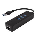 Adaptateur ethernet rj45 3 ports usb 3. 0 hub rseau cbl  1000mbps gigabit noir pour chromebook - ...