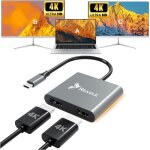 Adaptateur hub adaptateur hdmi 2x 4k 60hz full hd 165hz usb - c 3. 2 mst hdcp reagle