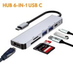 Adaptateur multiports usb - c 6 - en - 1 ? hub usb - c avec hdmi 4k 2 ports usb 3. 0 lecteur de cartes ...