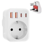 Adaptateur prise anglaise 3750w - adaptateur de voyage avec 2 usb a et 2 usb c 3. 4a - fr 2 broches vers ...