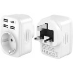 Adaptateur prise anglaise prise anglaise adaptateur francais avec 3 usb - a et 1 usb - c adaptateur type ...