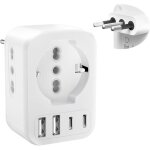 Adaptateur prise italien adaptateur de voyage avec 2 prises it / 1 prise schuko / 2 usb / 2 type - c ...