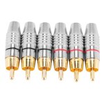 Adaptateur rca mle connecteur audio  souder plaqu or phono haut de gamme - pack de 6 argent