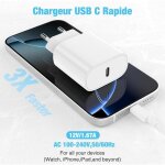 Adaptateur secteur 20w usb c chargeur rapideadaptateur secteur type - c quick charge pd 3. 0 compatible ...