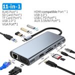 Adaptateur usb c hub type c 4k 30hz hdmi vga rj45 lan ethernet sd / tf pd 87w station daccueil pour ordinateur ...