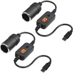 Adaptateurs usb - c vers allume - cigare 12v lot 2 avec voltm�tre tension r�glable 5v / 9v / 12v pour ...
