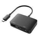 Adaptateur usb type - c vers hdmi femelle et vga femelle noir pour macbook pro / airipad pro / airchromebook ...