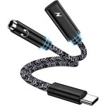 Adaptateur usb c vers jack 2 en 1 prise jack type c vers aux 3. 5mm casque charge rapide cble pour samsung ...