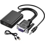 Adaptateur vga vers hdmi 1080p mle / femelle + cble audio 35mm & usb pc / laptop vers hdtv label