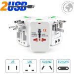 Adaptateur de voyage avec 2 ports usb tout en un secteur universel chargeur multiple eu us uk au compatible ...