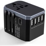 Adaptateur voyage tout - en - un avec 4 usb 5. 6a et 1 usb c adaptateur de prise universelle d�poli france ...