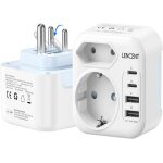Adaptateur de voyage france vers inde avec 2 usb - c et 2 usb - aadaptateur type d 6 en 1 adaptateur ...